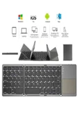 DEANB Şarjlı Touchpad Kablosuz Bluetooth Titanyum Katlanabilir Dokunmatik Klavye Tablet - Telefon - 7