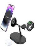 çelikwork inspiring technology Aw011 3in1 Ledli 20 Watt, Wireless, Magsafe Şarj Standı Akıllı Saat Telefon Kulaklık Uyumlu - 1