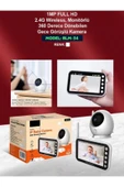 DEANB Full hd Bebek Kamerası 2.4 ghz Wireless, 360° Dönen Ptz Gece Görüş, Monitörlü Interkom Özellikli - 7