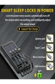 ÇELİKWORK 10000mah Güneş Enerjili 2usb Mikro Lightning Iphone Type-c Kablolu Powerbank Taşınabilir Batarya thumbnail 2