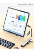 DEANB 8in2 Alüminyum 4xUSB 1xType-C 3.5mm Jak TF/SD USB HUB Çoklayıcı Telefon Macbook Çevirici - 5