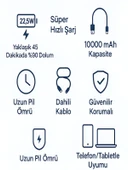 ÇELİKWORK Pw50 Lcd 22.5w Type-c & Lightning Kablolu Hızlı Iphone Şarj Aleti - 10,000mah Taşınabilir Powerbank thumbnail 7