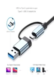 çelikwork inspiring technology FH-6 Metalik 4İN 1 USB + Type-C Çevirici, USB 3.0 Hızlı Klavye-Mouse Data Çoklayıcı HUB - 2