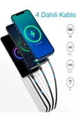 ÇELİKWORK 30,000mah Güneş Enerjili Powerbank 2 Usb, Mikro Lightning Type-c Kablolu Fenerli Taşınabilir Batarya - 2