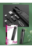 ÇELİKWORK F0H7 7 in 1 Çok işlevli Type-C, USB, Micro Lighting Port, Seyahat Seti iPhone, Android, PC Çevirici thumbnail 8