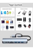 DEANB 8in2 Alüminyum 4xUSB 1xType-C 3.5mm Jak TF/SD USB HUB Çoklayıcı Telefon Macbook Çevirici - 8