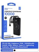 ÇELİKWORK 10000mAh PD Kablolu 22.5W Kablosuz Wireless 15W Dahili USB Micro TYPE-C iPhone Powerbank thumbnail 8
