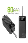 ÇELİKWORK 80000mAh 22.5W Hızlı Şarj LCD Gösterge Dahili Lightning Type-C Micro Kablolu 7 Portlu Powerbank - 4