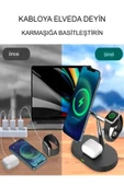 çelikwork inspiring technology Aw011 3in1 Ledli 20 Watt, Wireless, Magsafe Şarj Standı Akıllı Saat Telefon Kulaklık Uyumlu - 4