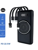 ÇELİKWORK 10000mAh PD Kablolu 22.5W Kablosuz Wireless 15W Dahili USB Micro TYPE-C iPhone Powerbank thumbnail 1