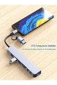 DEANB 8in2 Alüminyum 4xUSB 1xType-C 3.5mm Jak TF/SD USB HUB Çoklayıcı Telefon Macbook Çevirici - 4