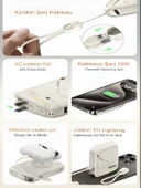 ÇELİKWORK 5'in 1 PD 22.5W Hızlı Şarj Powerbank - 10000mAh, Kablolu ve Kablosuz Standlı Çoklu Fişli Şarj Cihazı thumbnail 3