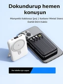 ÇELİKWORK PW-122 10000mAh 15W Kablosuz Kablolu LCD 22.5W Mikro Lightning Type-C Kablolu Powerbank thumbnail 3