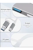 çelikwork inspiring technology FH-6 Metalik 4İN 1 USB + Type-C Çevirici, USB 3.0 Hızlı Klavye-Mouse Data Çoklayıcı HUB - 7