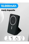 ÇELİKWORK 10000mAh 20W Wireless MAGSAFE Lüx Deri Stand Kablosuz Taşınabilir Batarya Li-iyon POWERBANK - 4