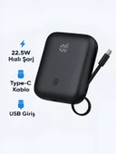 ÇELİKWORK Fp011 10000mah Pd 22.5watt Hızlı Telefon Şarj Aleti Elektronik Taşınabilir Type-c Batarya Powerbank thumbnail 5