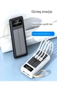 ÇELİKWORK 30,000mah Güneş Enerjili Powerbank 2 Usb, Mikro Lightning Type-c Kablolu Fenerli Taşınabilir Batarya - 3