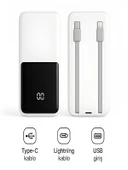 ÇELİKWORK PW-95 PD 22.5W HIZLI ŞARJ LCD Kendiliğinden Type-c Lightning Kablolu 1Usb-A Girişli Powerbank thumbnail 1