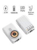 ÇELİKWORK PW-122 10000mAh 15W Kablosuz Kablolu LCD 22.5W Mikro Lightning Type-C Kablolu Powerbank thumbnail 1