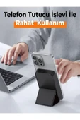 ÇELİKWORK 10000mAh 20W Wireless MAGSAFE Lüx Deri Stand Kablosuz Taşınabilir Batarya Li-iyon POWERBANK - 6
