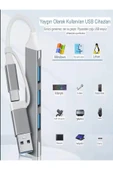 çelikwork inspiring technology FH-6 Metalik 4İN 1 USB + Type-C Çevirici, USB 3.0 Hızlı Klavye-Mouse Data Çoklayıcı HUB - 6