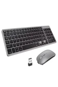 DEANB Sessiz Şarjlı İOS/ANDROİD/WİNDOWS Uyumlu Bluetooth 2.4G Kablosuz Klavye Mouse Seti - 1