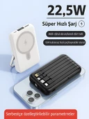 ÇELİKWORK PW-122 10000mAh 15W Kablosuz Kablolu LCD 22.5W Mikro Lightning Type-C Kablolu Powerbank thumbnail 2