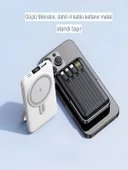 ÇELİKWORK PW-122 10000mAh 15W Kablosuz Kablolu LCD 22.5W Mikro Lightning Type-C Kablolu Powerbank thumbnail 5