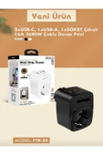 DEANB 3680W 2.4A 2xUSB 1xType-C 1xSoket Alman Akım Korumalı Saf Bakır Çoklu Kablosuz Duvar Prizi 1050J - 6