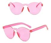 Sert Mika Oval Şekilli Çerçevesiz Pembe Gözlük Retro Parti 5x14 cm - 1