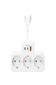 DEANB 3680W 3.4A 2xUSB 1xType-C Alman Akım Korumalı Saf Bakır 3’lü Priz Çoklayıcı 1050J - 1