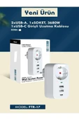 ÇELİKWORK FTR017 3İN1 Termal Akım Korumalı 2USB-A 1SOKET 3680W 1 PD TYPE-C ÇOKLAYICI PRİZ - 5
