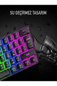 DEANB 62Tuş Mekanik Mini Oyun Klavyesi Uyumlu 19 RGB Rainbow LED'Li Aydınlatmalı Taşınabilir  KLAVYE - 3