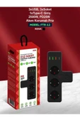 çelikwork inspiring technology 2500w 3 Lü Priz Kablosuz 3xusb 1xtype-c Bakır Iletken Çocuk Akım Korumalı Çoklu Üçlü Priz - 5