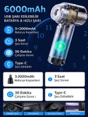 DEANB AHV 8in1 Kablosuz 16000PA Araç Ev Ofis İçi Mini Süpürge 6000mAh Şarjlı Vakum + Üfleme thumbnail 2