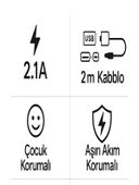 ÇELİKWORK Elektrik Sigortalı Akım Korumalı 2-usb 1-pd Type-c 3'lü Priz 2 Metre Kablo Anahtarlı Termal Korumalı thumbnail 3