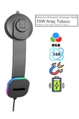 DEANB F-15 360° Magsafe Kablosuz 15W Şarj Mıknatıslı RGB Işık Araç İçi Telefon Tutucular Oto Aksesuarları - 1