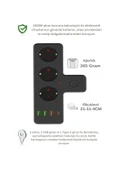 çelikwork inspiring technology 2500w 3 Lü Priz Kablosuz 3xusb 1xtype-c Bakır Iletken Çocuk Akım Korumalı Çoklu Üçlü Priz - 2