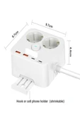 ÇELİKWORK 3680W 2'li Priz, 2 USB ve 2 Type-C Portlu, 1.4m Kablo, 3.4A Çıkış, Askı Aparatlı, Akım Korumalı - 5