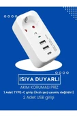 ÇELİKWORK FTR017 3İN1 Termal Akım Korumalı 2USB-A 1SOKET 3680W 1 PD TYPE-C ÇOKLAYICI PRİZ - 4