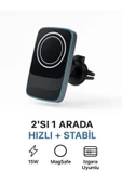 DEANB 15W Magsafe Uyumlu Kablosuz Araç İçi Telefon Tutucu | 3A Hızlı Şarj | Havalandırma Tipi 2in1 Stand - 6