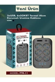 ÇELİKWORK FTR11 3xUSB 6xSOKET Termal Akım Korumalı 2 Metre Uzatma Kablolu Anahtarlı Çoklu Priz - 4