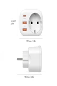 DEANB AC-115 2500W 3.4A 2USB 1Type-C 1Soket Akım Korumalı Şarj Adaptörü Priz Çoğaltıcı - 4