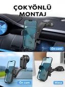 DEANB T78 360 Dönebilen Hidrolik Kanatlı Vantuzlu Araç Içi Telefon Tutucu Ayna Torpido Montajı Tutacak thumbnail 5