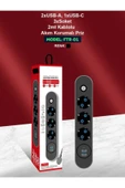 çelikwork inspiring technology FTR-1 2500Watt 2USB 1Type-C 10A Akım Korumalı 3'lü 2M Kablolu Siyah Çoklu Priz - 5