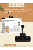 DEANB 3680W 3.4A 2xUSB 1xType-C Alman Akım Korumalı Saf Bakır 3’lü Priz Çoklayıcı 1050J - 5
