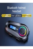 DEANB Q008 Lcd Fm Radio Eq Ses Ipx6 Su Geçirmez Rgb Işıklı Bluetooth Motosiklet Kask Kulaklığı Interkom - 2