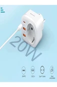 DEANB AC-115 2500W 3.4A 2USB 1Type-C 1Soket Akım Korumalı Şarj Adaptörü Priz Çoğaltıcı - 7