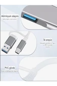 DEANB Alüminyum Metalik 4'ü 1 Arada USB + Type-C Çevirici, USB 3.0 Hızlı Klavye-Mouse Data Çoklayıcı - 4