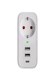 ÇELİKWORK FTR017 3İN1 Termal Akım Korumalı 2USB-A 1SOKET 3680W 1 PD TYPE-C ÇOKLAYICI PRİZ - 3